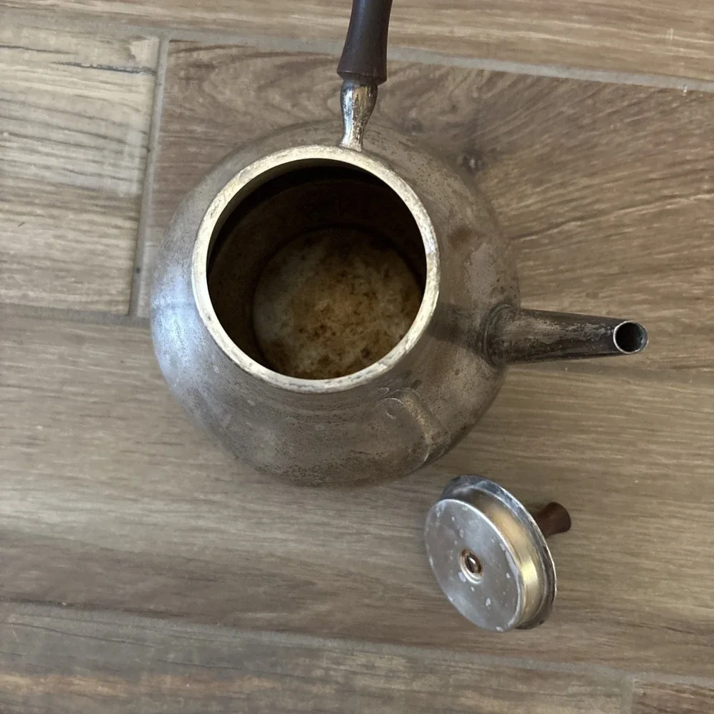 VTG Kalmar Style Italian Coffee Pot Teakwood Handle‎ Tea Pot MCM 1960s